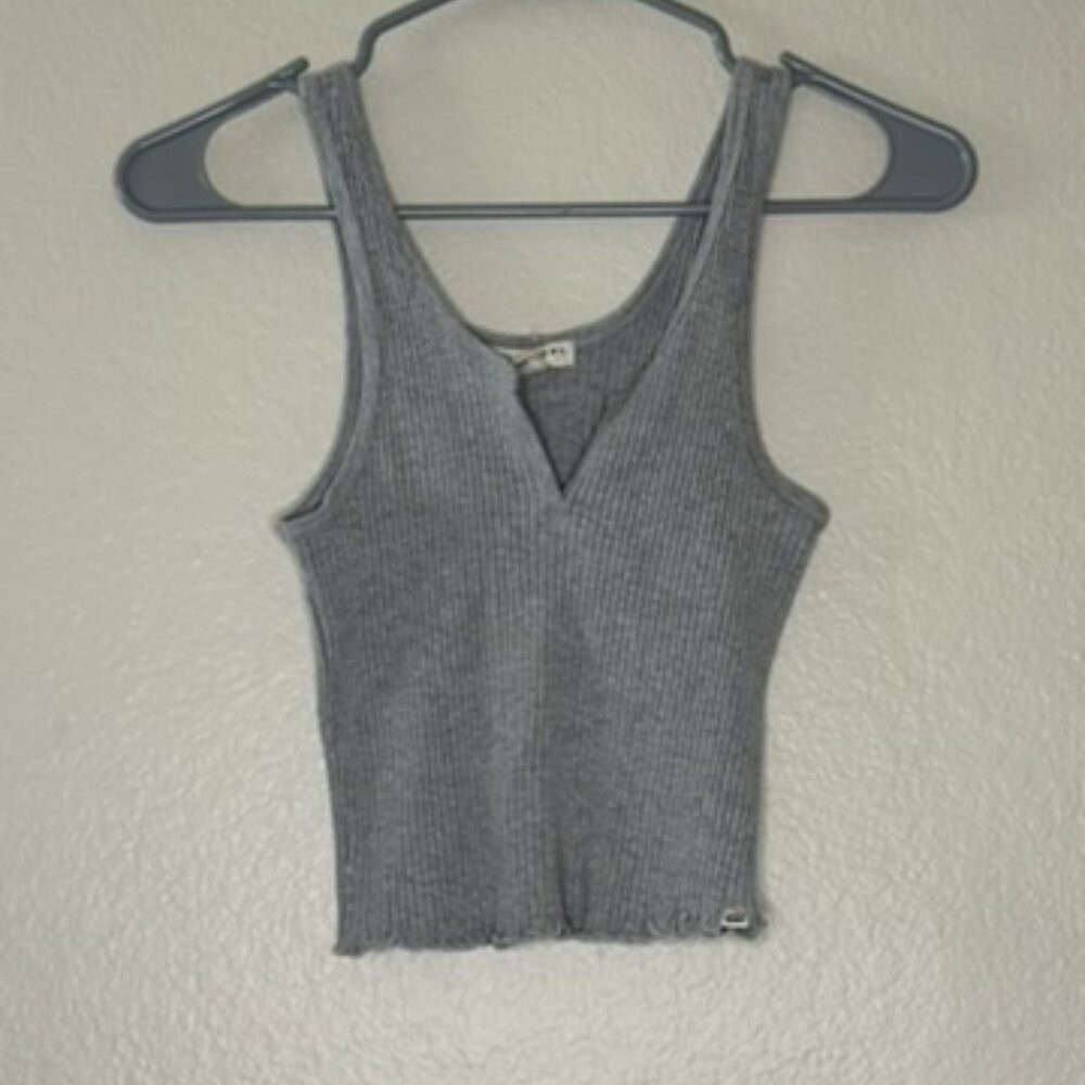 Billabong Essentials Gray Ribbed Knit Tank Top (Size M)